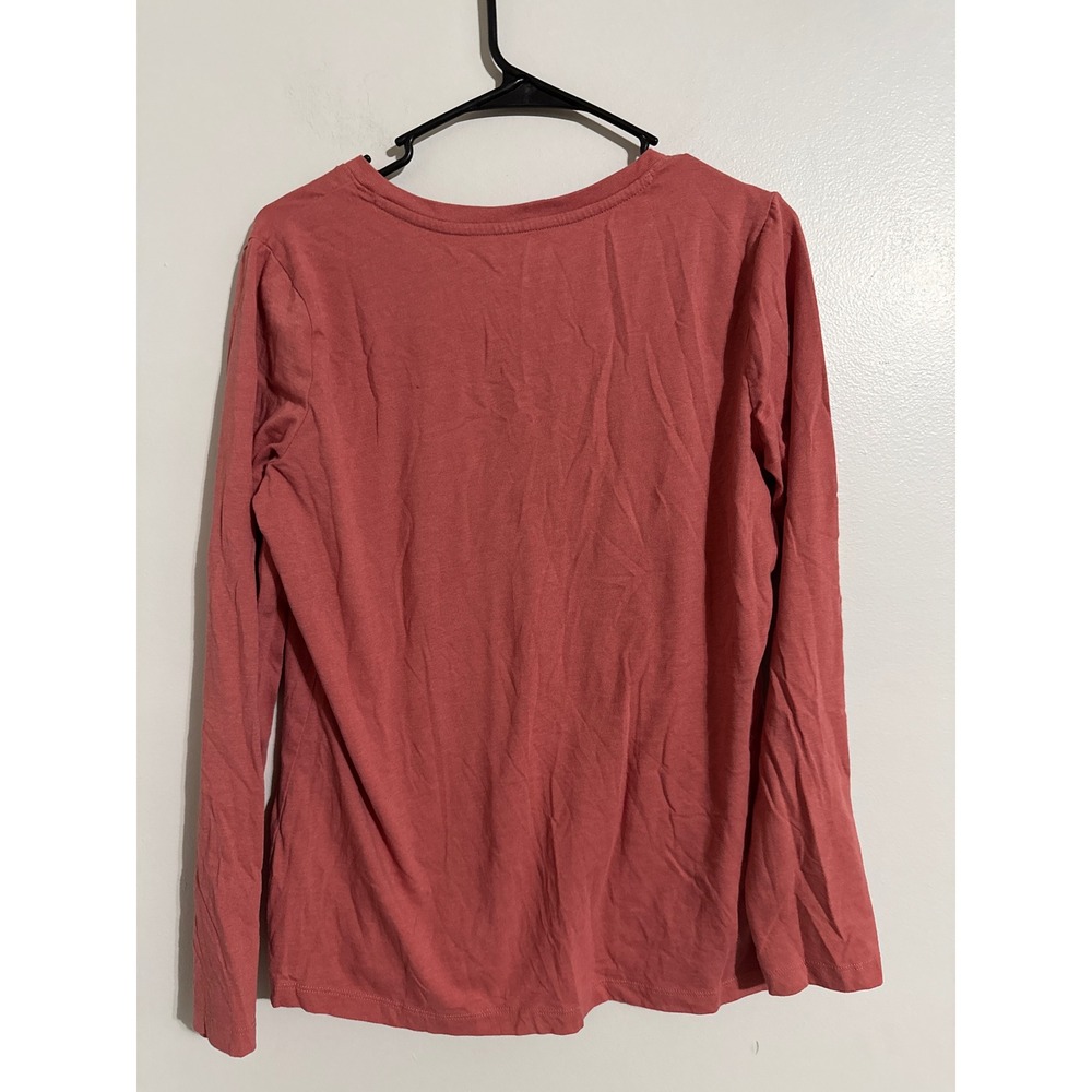 Eddie Bauer Womens V-Neck Long Sleeve T-Shirt Terracotta Pink Size L 2105 - Picture 5 of 6